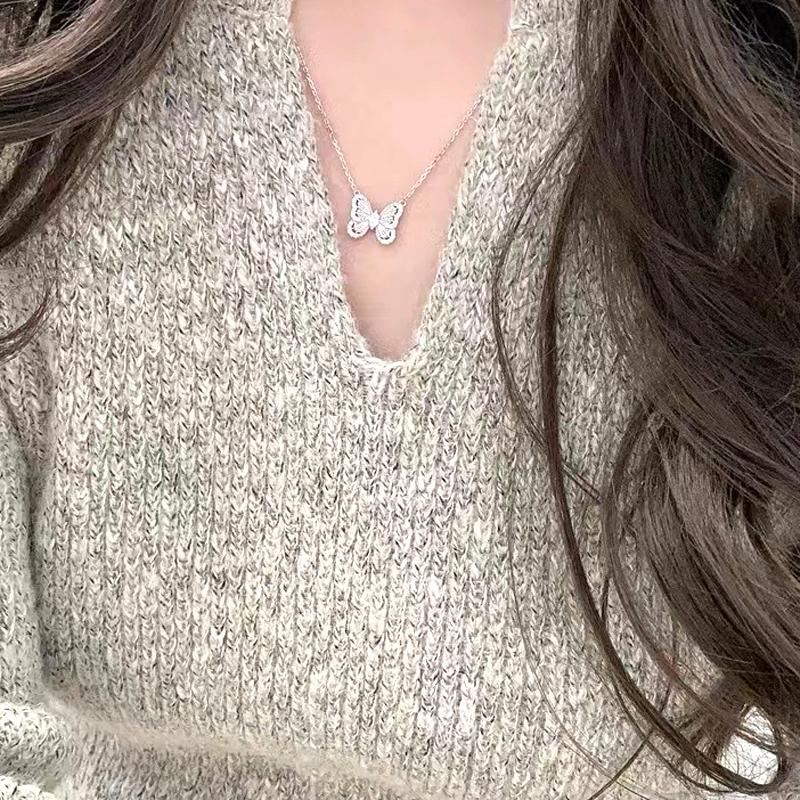 Popular Water Resistant Copper Electroplating Real Gold Butterfly Pendant Necklace for Ladies Girls Women