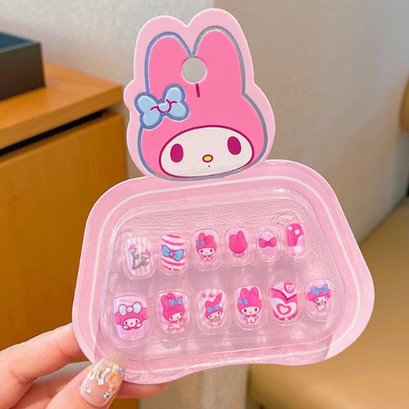 Kuromi & My Melody Sanrio Cartoon Kids' Wearable Nail Stickers - Cute Self-Adhesive Tips