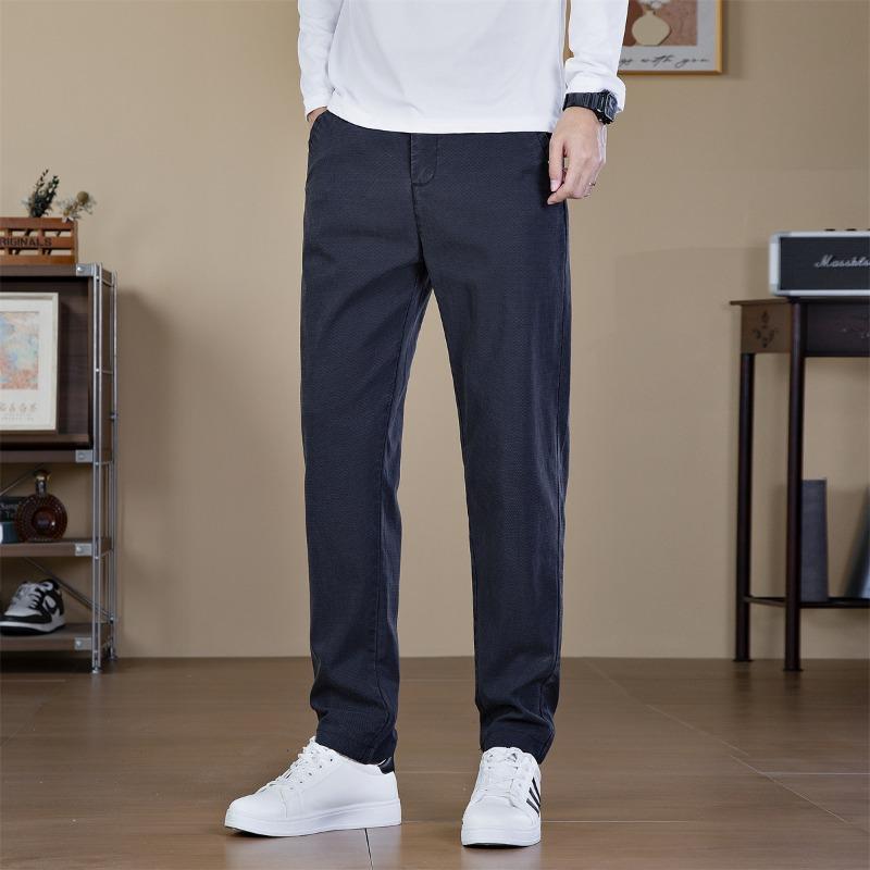 

Мужские брюки в стиле business casual, мужские осенне-зимние эластичные дышащие брюки, синие прямые, модные свободные брюки для мальчиков 38