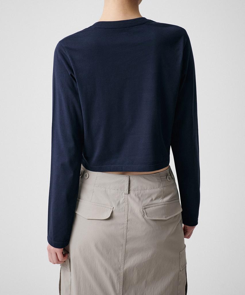 MUSINSA STANDARD WOMAN [Cooltandard] Women'S Crew Neck Crop Long Sleeve T-Shirt [Navy]