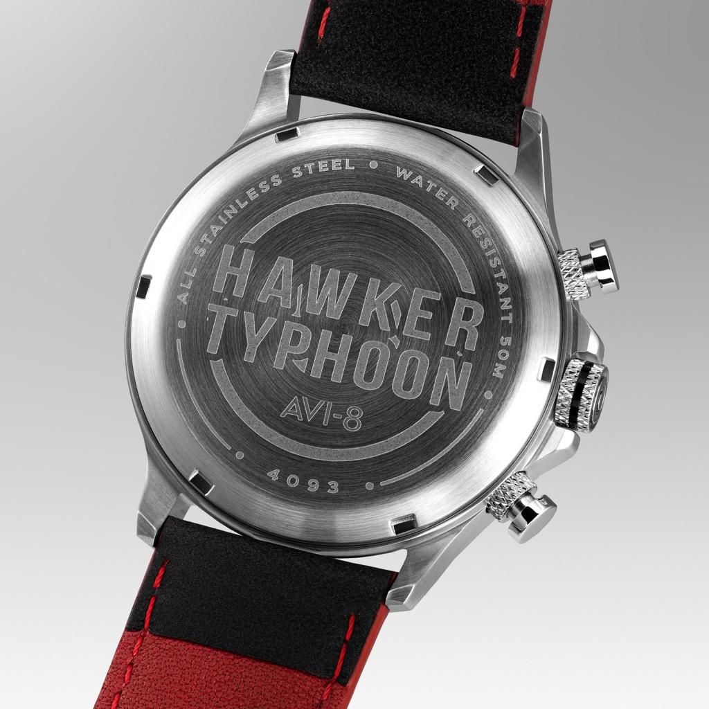 AVI-8 Hawker Typhoon Coningham Chronograf Kožený řemínek Černý ciferník Quartz AV-4093-0A Pánské hodinky