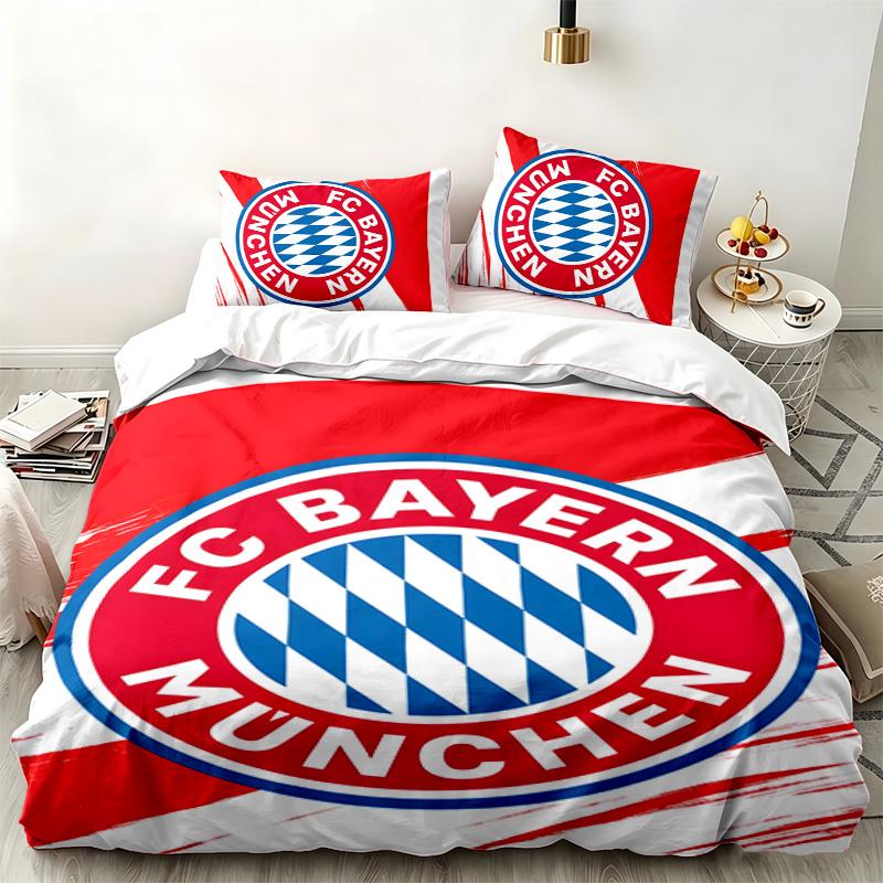 Set da 3 pezzi FC Bayern Monaco Perfetto per la camera da letto Set di biancheria da letto confortevole include una federa per piumone e due federe Ideale come regalo di compleanno o di Natale