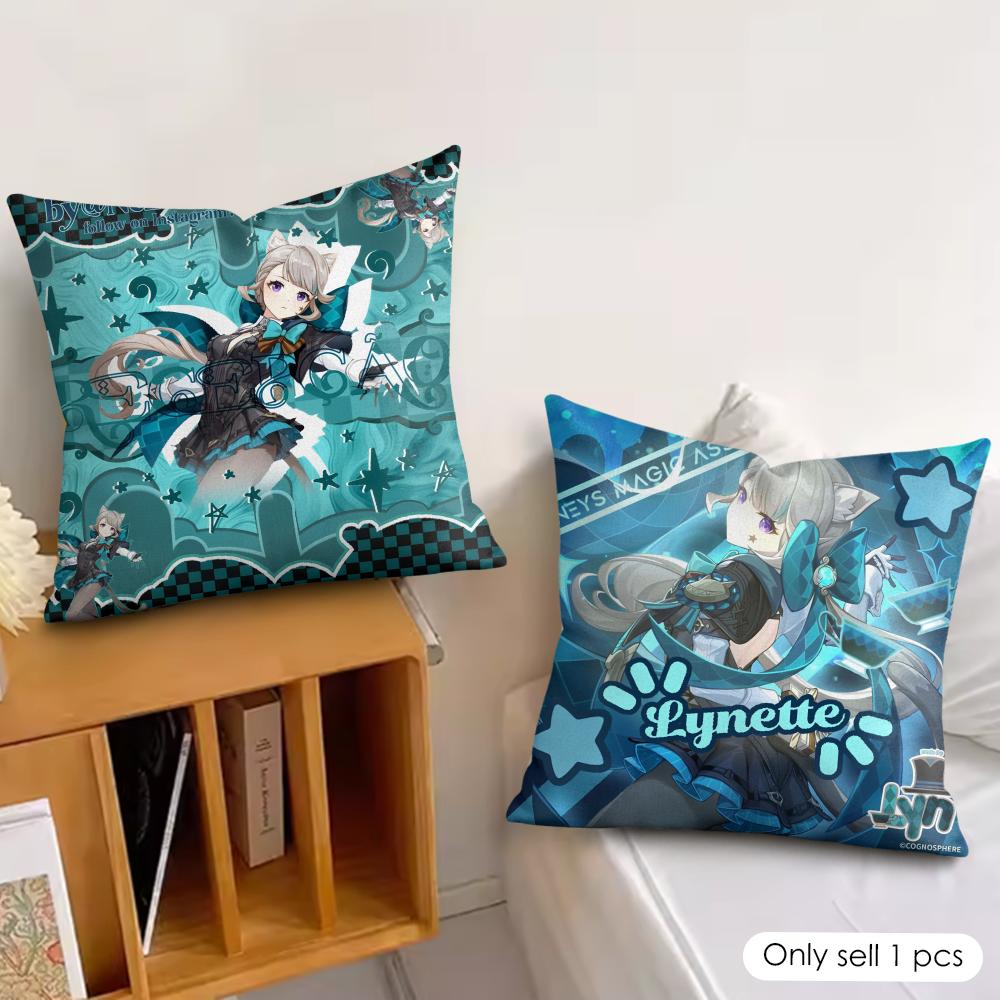 Lynette Genshin Impact Cute Cushion Cover Silky Short Plush Invisible Zipper Dustproof Sofa Pillow Case For Home Decor