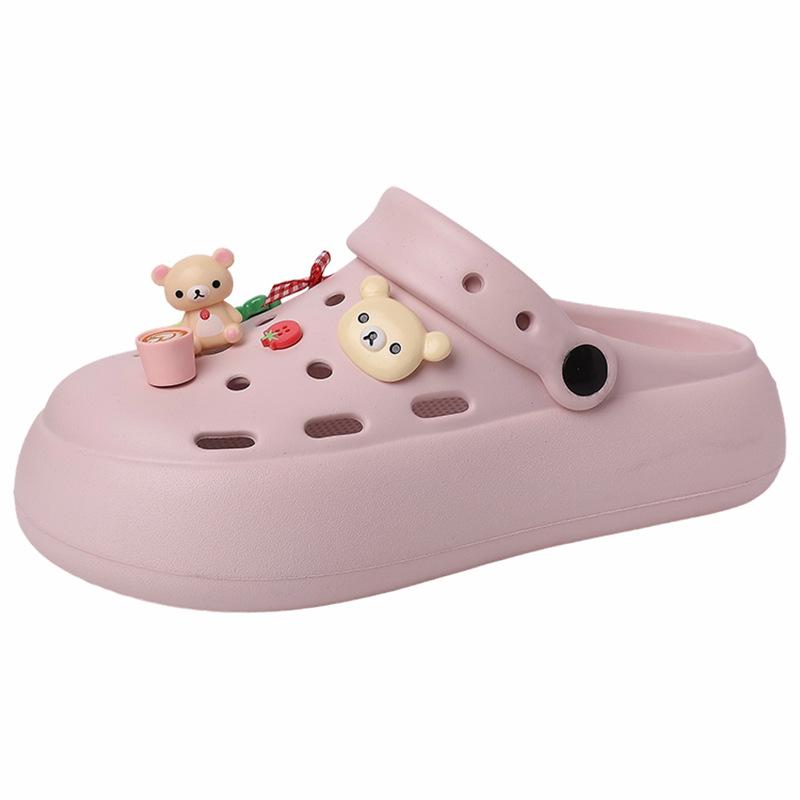Fashion thick-soled hole shoes women's spring and summer new bag head cool slippers women's cartoon one-pedal slippers
