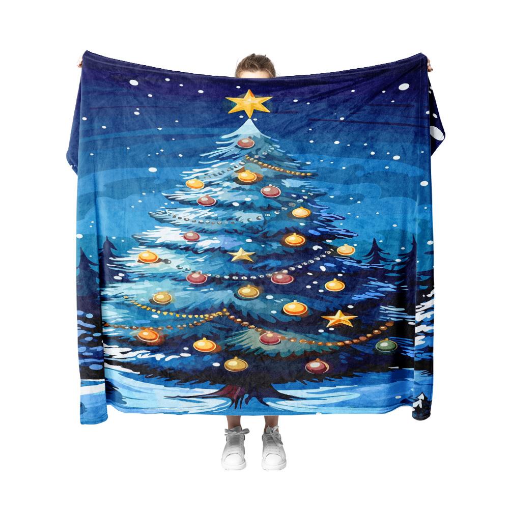 Tuniu Cozy Snowflake Christmas Blanket for Sofa Bed Bedroom Decorative Throw Blanket Soft Warm Cover