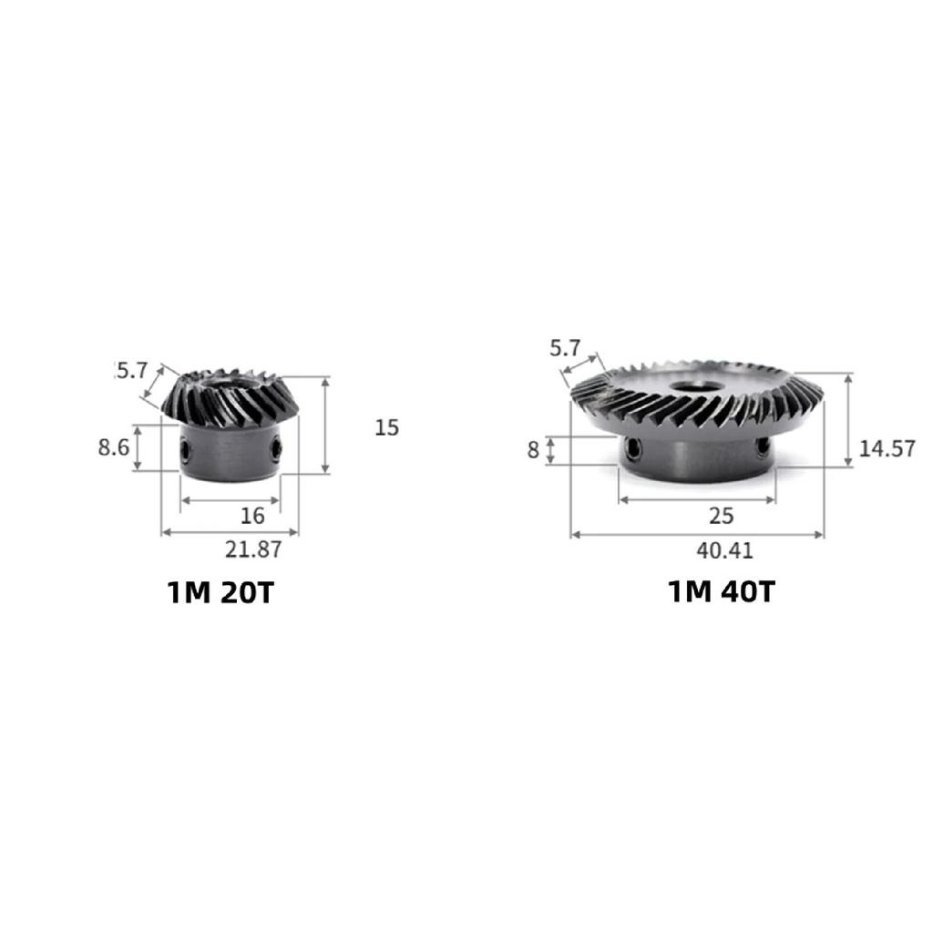 1: 2 Spiral Bevel Gear 1M 15/30/20/40 Teeth Steel Helical Gear