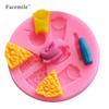 2018 New Store 3D Pizza Fries Milk Coffee Drinks Silicone Mold Chocolate Fondant Cake Decoration Mol