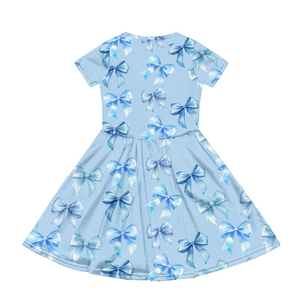 Girl Summer Dress Color & Print Short Sleeve Dress With Pocket Casual Dress Shorts Sleeve Party Dress Easter Day