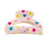 Hair Claw Floral Print Hollow Design Back Head Hair Clip Anti-slip Teeth Strong Grip Shark Hair Clip Versatile Hair Accessory