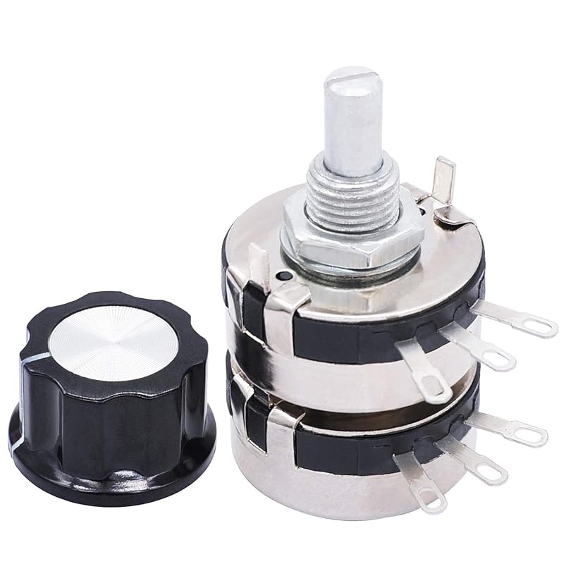 

TWTADE /WTH118-2W 4K7 ohm Dual Gang Potentiometer Carbon Linear Variable Turn Rotary Potentiometer + A03 knob 47K ohm