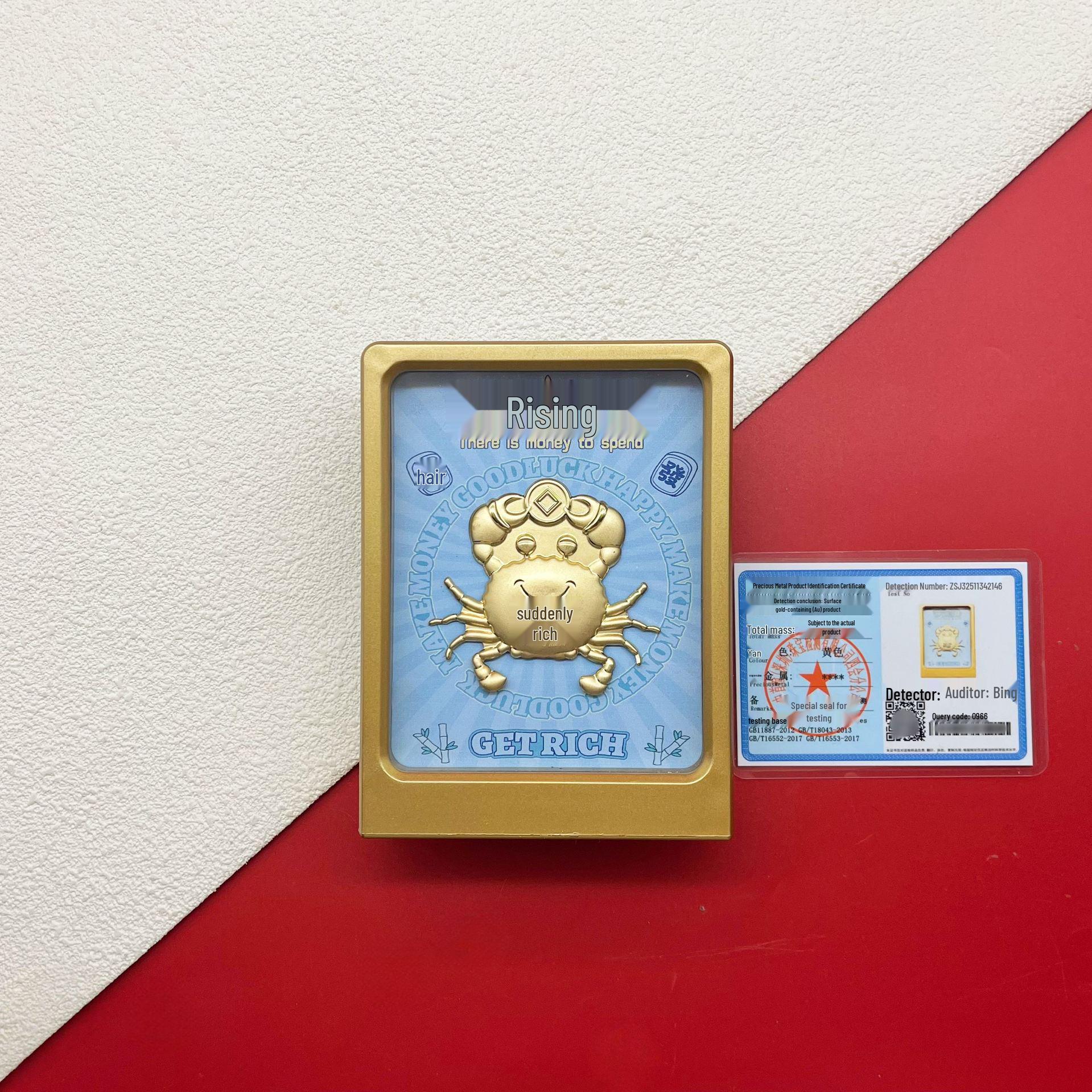 

999 Fine Gold Crab Photo Frame Ornament - Perfect for Gifting
