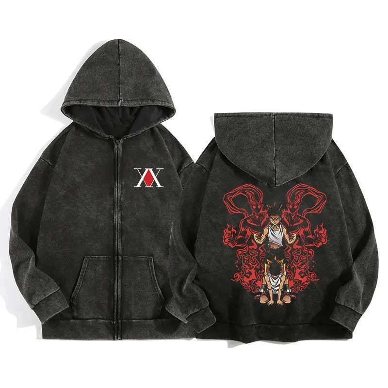 Hunter x Hunter Bedruckter Reißverschluss-Hoodie XL black