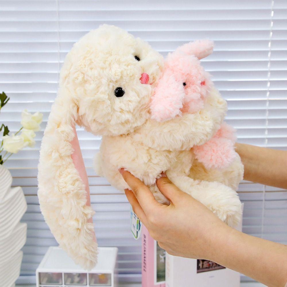 Fluffy Bunny Doll Stuffed Toy Interactive Parent Child Bear Stuffed Animals  Kids Gifts