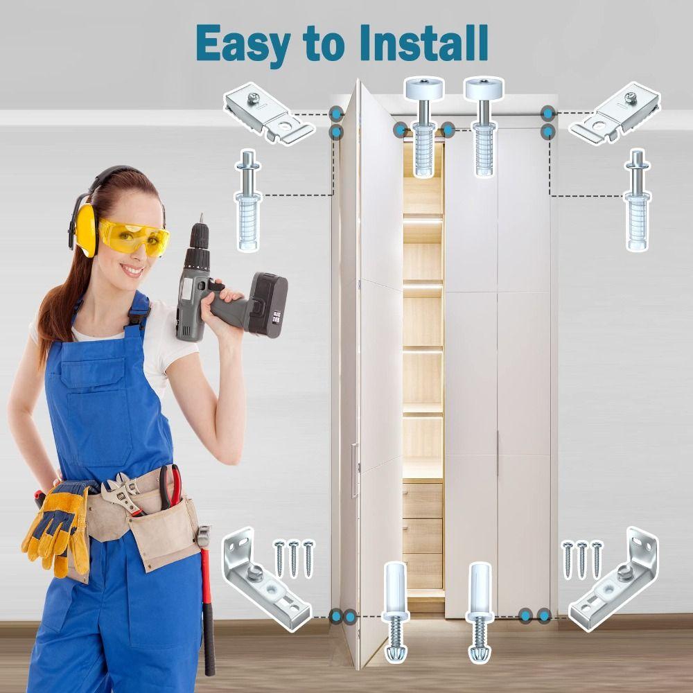 2 Pack Stainless Steel Door Hardware Repair Kit Door Replacement Parts  Sliding Closet