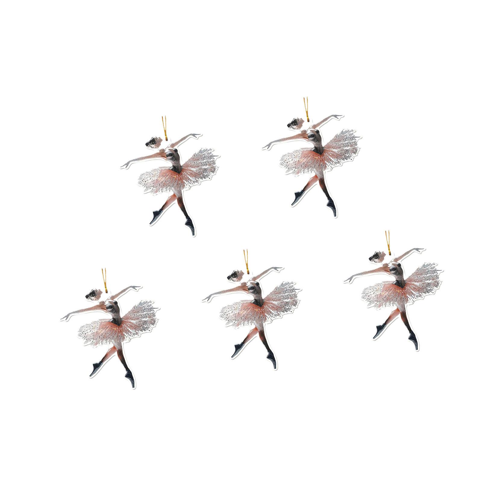 

Набор из 5 элегантных брелоков для ключей в форме балерины, 2D акриловый подвес для стены, кулон для любителя танцев, рождественское украшение A