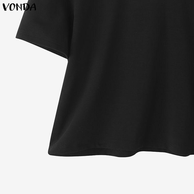 VONDA Women Short Sleeve Lace Crochet Back Bow Patchwork Casual Cropped Blouse