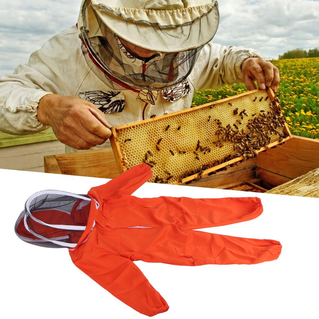 One Piece Beekeeping Suit with Veil Hood Children kids Beekeeping Protective Clothes(White M)