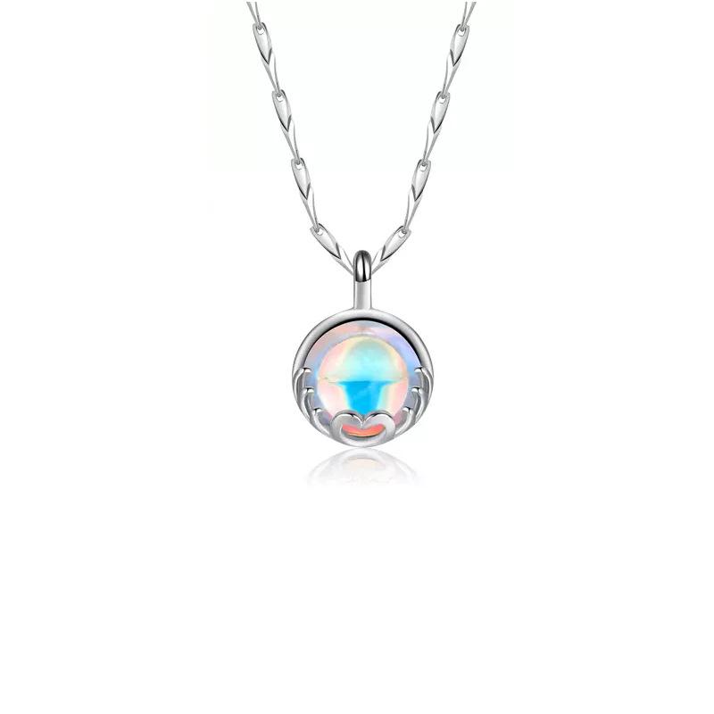 

Pure Silver Moonstone Clavicle Necklace for Women - Birthday or Christmas Gift for Girlfriend Pure Silver