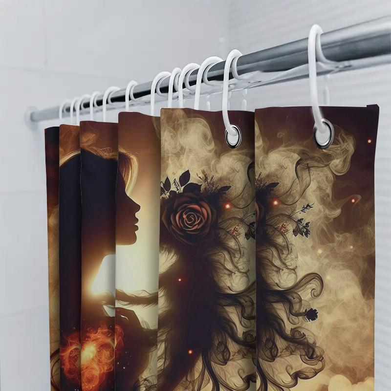 Fantasy Woman With Fiery Heart Waterproof Shower Curtain