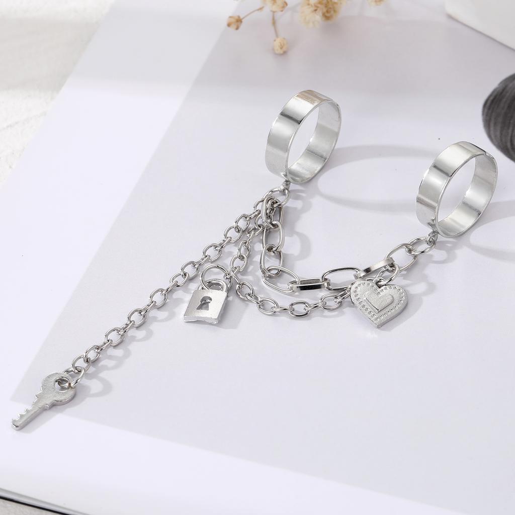 Bague universelle avec pendentif en forme de cœur, bijoux simples et élégants pour hommes et femmes, ensemble de pendentifs clés, nouvelle mode 2022