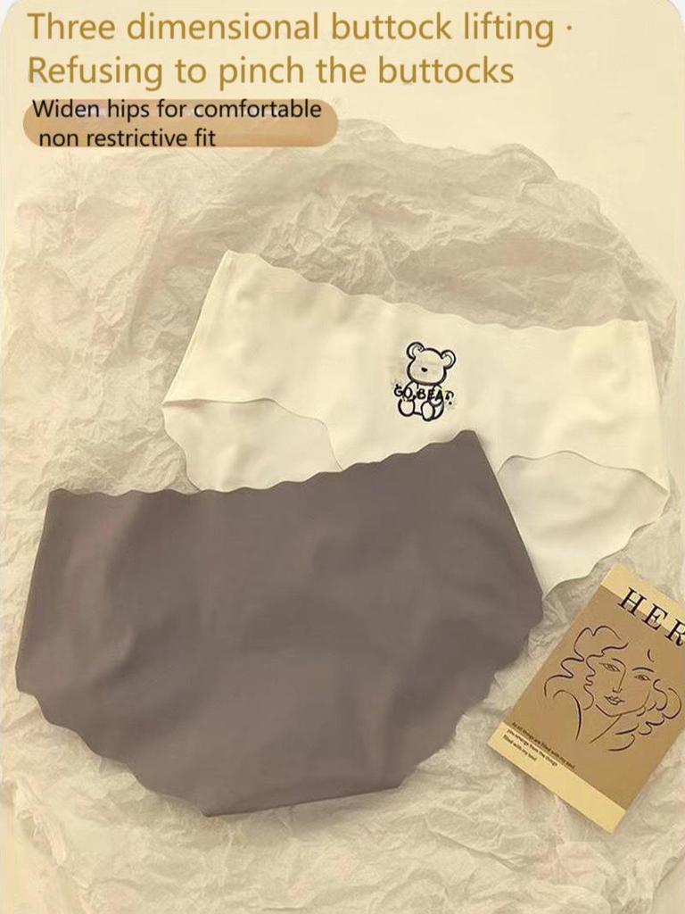 Culotte de sous-vêtements sans couture en soie glacée ondulée fine pour femme, respirante, à séchage rapide, motif imprimé, entrejambe en pur coton, sous-vêtements pour femmes