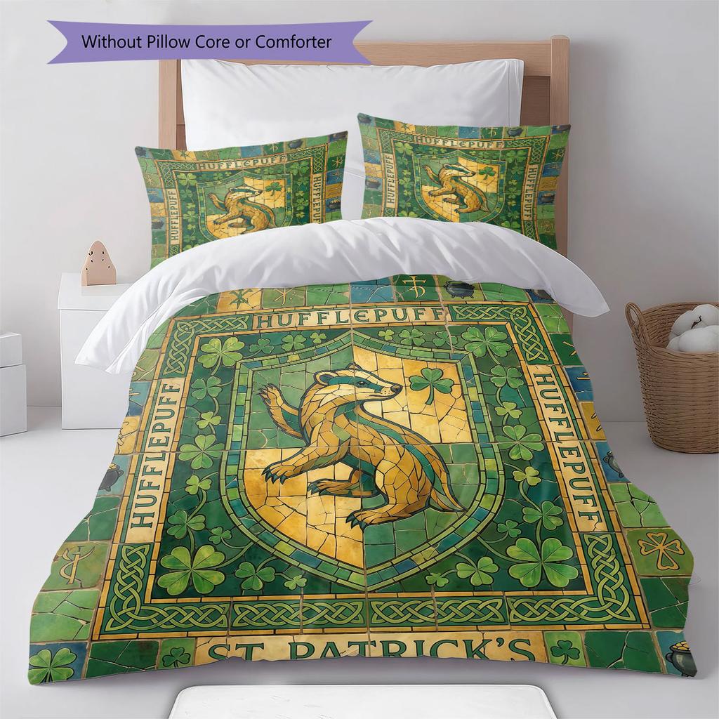 Mural Academy Emblem Pattern Bedding Quilt Set Quilt Cover Pillowcase Home Decoration Birthday Gift (1 * duvet cover + 2 * pillowcase, without core)
