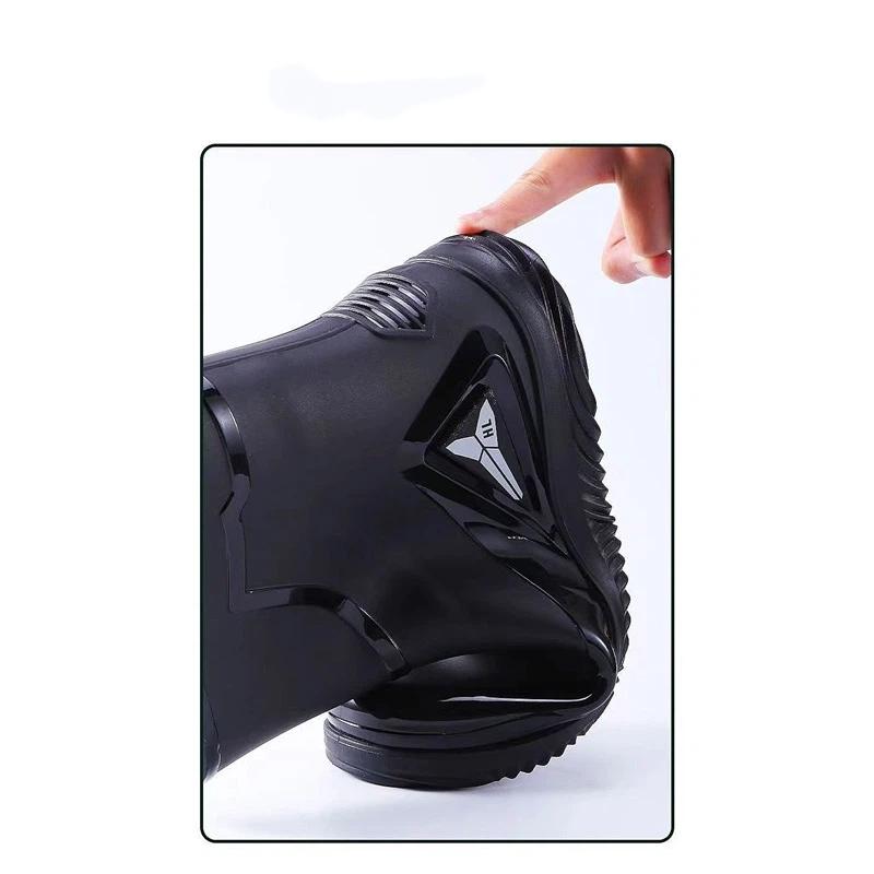 Men's Fashionable Outdoor Anti Slip Waterproof Thickened Drawstring Short Tube Rain Shoes Work Rubber Shoes