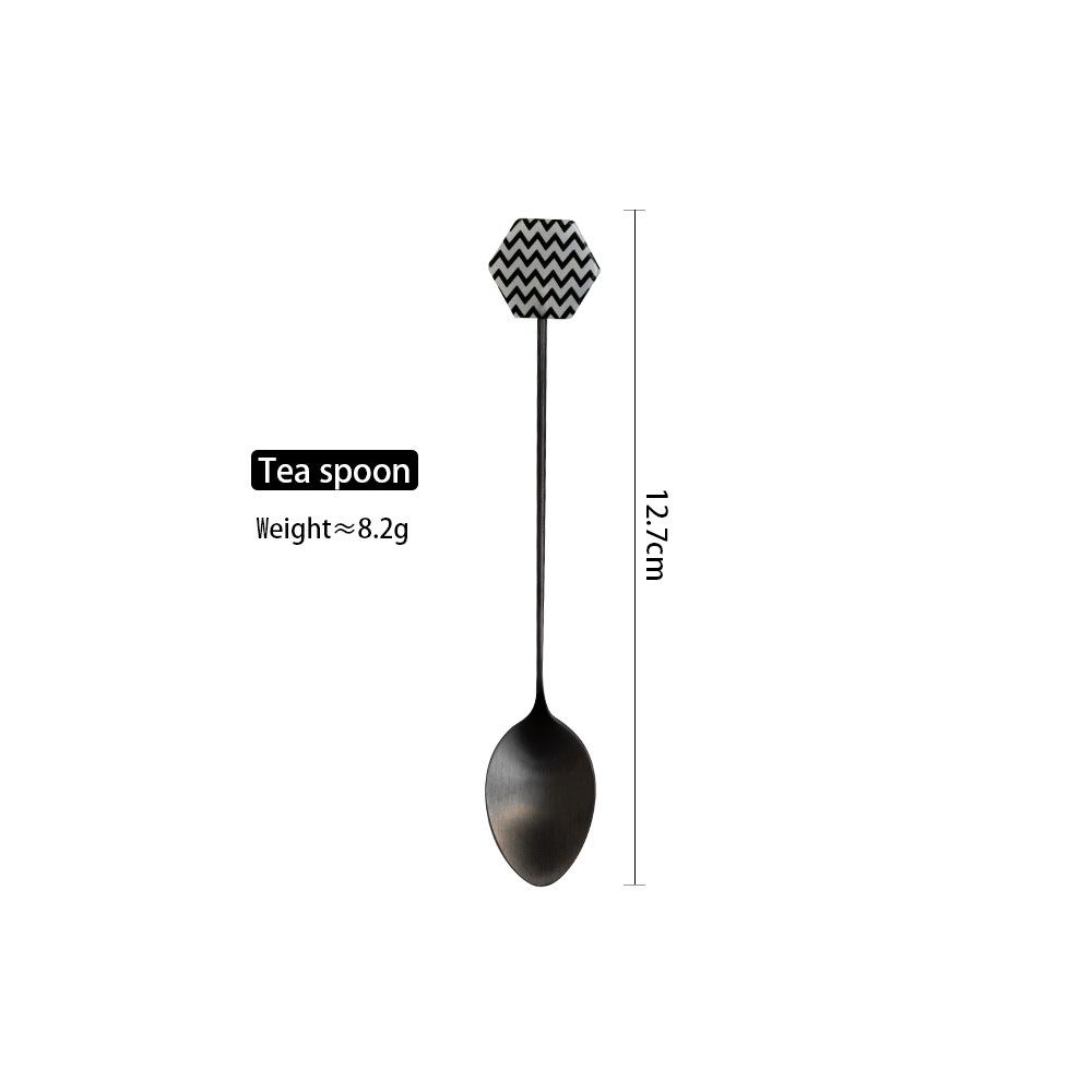 1pc Stainless Steel Stirring Spoon Fork Coffee Cake Dessert Tea Ice Cream Creative Teaspoon Spoon Kitchen Tableware