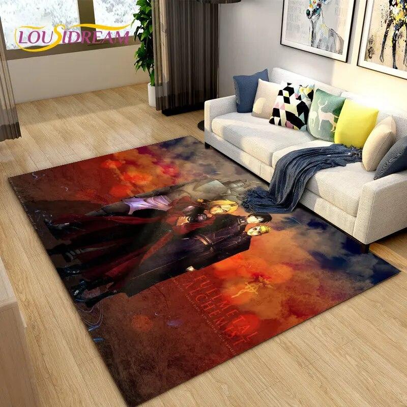 Anime Fullmetal Alchemist Area Rug Large,Carpet Rug for Living Room Bedroom Sofa Doormat Decoration,kids Play Non-slip Floor Mat