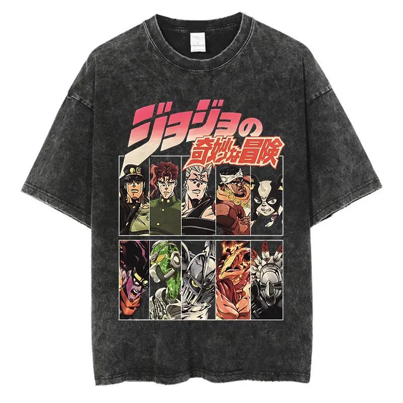 Anime JOJO Bizarre Adventure Strategy Pattern Print Tshirt Men Women Casual Loose Harajuku Short Sleeve Round Neck Top Tee