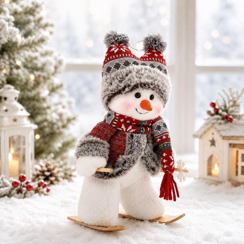 Christmas Decorations Set Snowman Figurine With Hat Tabletop Ornament Nordic Style Home Dining Room Holiday Display