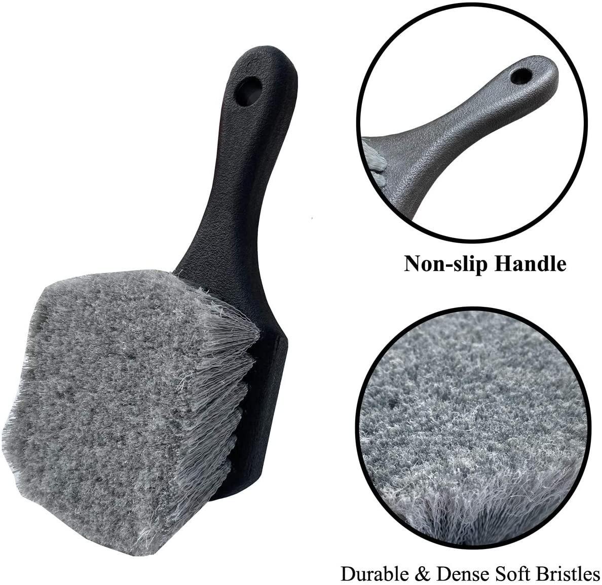 

Large Gray Car Tire & Mat Cleaning Brush with Non-Damaging PVC Bristles