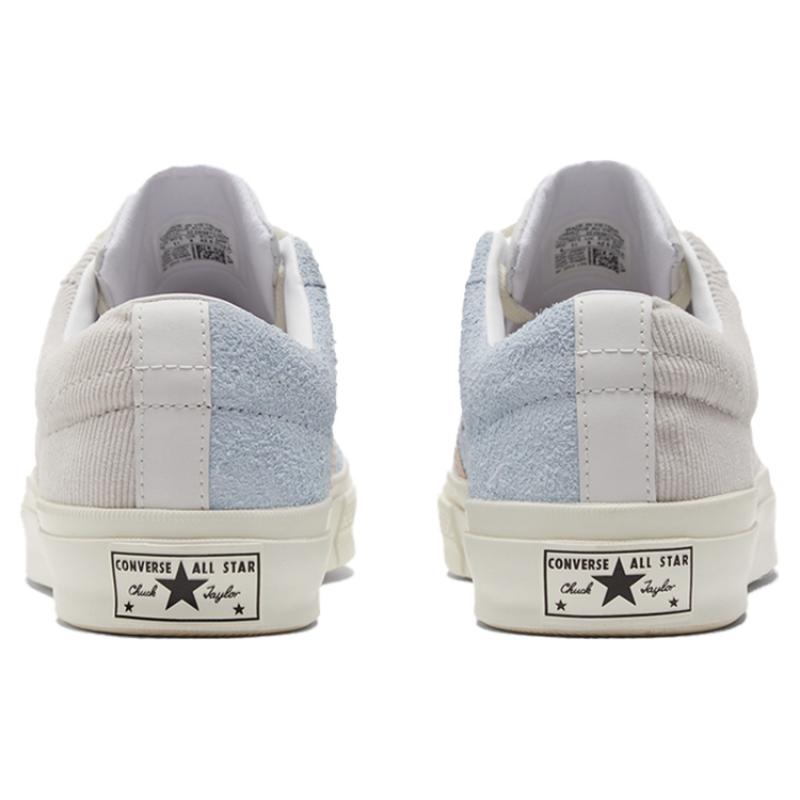 Material Block X Converse One Star Academy Non-slip and Wear-resistant Low-top Board Shoes Unisex White and Blue Stitching