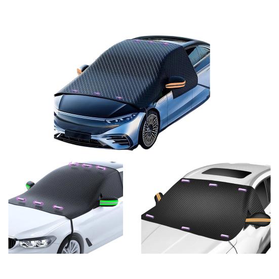 Car Windshield Cover Snow Protector Anti-Frost Sun Visor Magnetic Rainproof Freezing Snowproof UV Dustproof Summer Sunshade Fits Most Sedans MPVs SUVs
