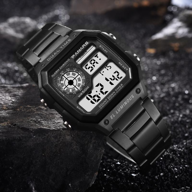 New Top Brand Square Classic Retro Waterproof Multifunctional Sports Electronic Watch Square Fashion Electronic Watch Luminous Alloy Watch