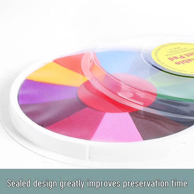 Kindergarten Doodle Ink Pad - 7 or 13 Color Round Disc for Finger Painting & Rubber Stamps