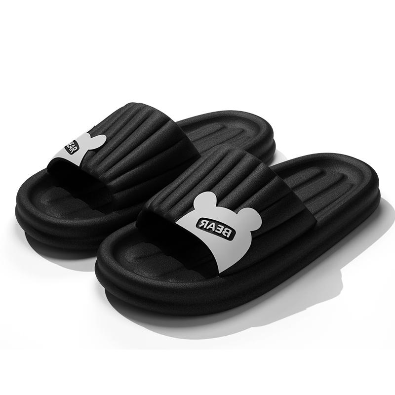 Cartoon Bär Sommer Männer Hausschuhe Nicht Slip Bad Hause Boden Flache Damen Schuhe Dicken Boden Rutschen