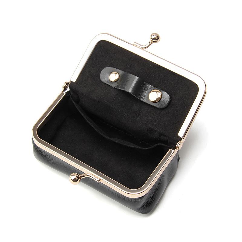 Compact Vintage Genuine Leather Kiss-Lock Mini Pouch Retro Style Multi-Color Cosmetic Bag for Small Accessories Brand Coin Purse