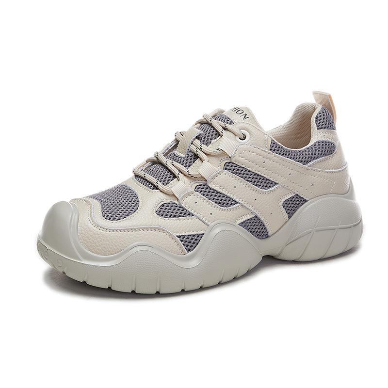 Leather dad shoes women's 2025 spring new sports shoes flat running shoes women's casual women's shoes