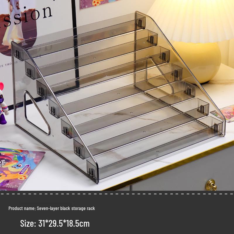 Translucent Gray Acrylic Multi-Layer Card Storage Box for Ultraman, Yu-Gi-Oh!, and My Little Pony Cards