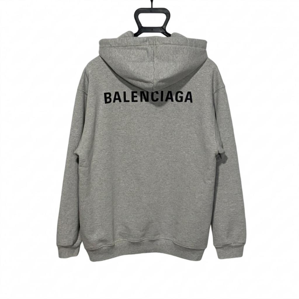 BALENCIAGA Back Logo Hoodie Gray Men's Size XS Model 600583