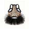 Fashion Leopard Dog Dress with Tulle Skirt Cute Pet Princess Outfit for Small Breeds Party Photoshoot Daily Wear