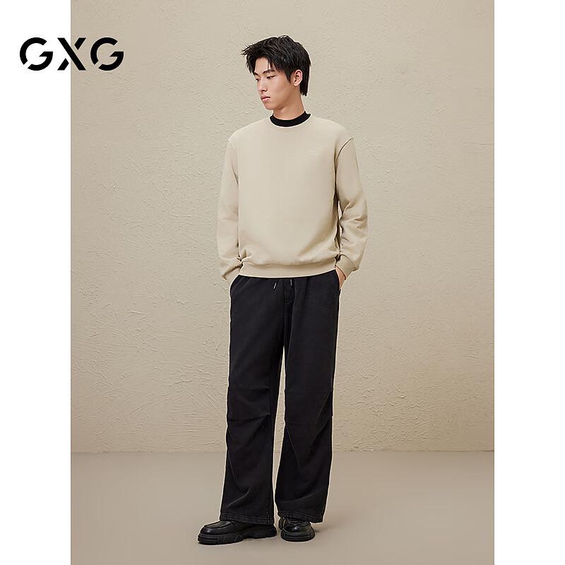 GXG Men's 2024 Autumn Retro Black Drawstring Parachute Pants