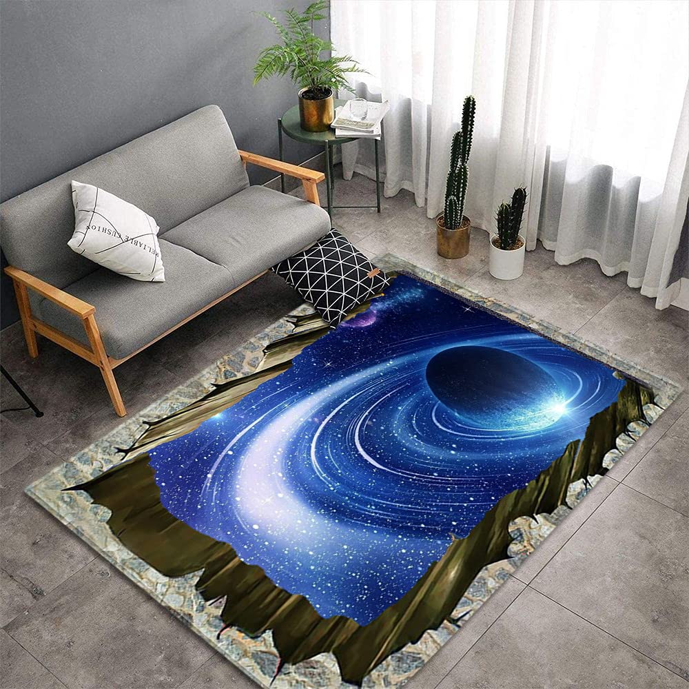 Starry Sky Rug Space Pattern Carpet Solar System Rug for Boy Girls Bedroom Galaxy Starry Sky Area Rug Universe Themed Decoration