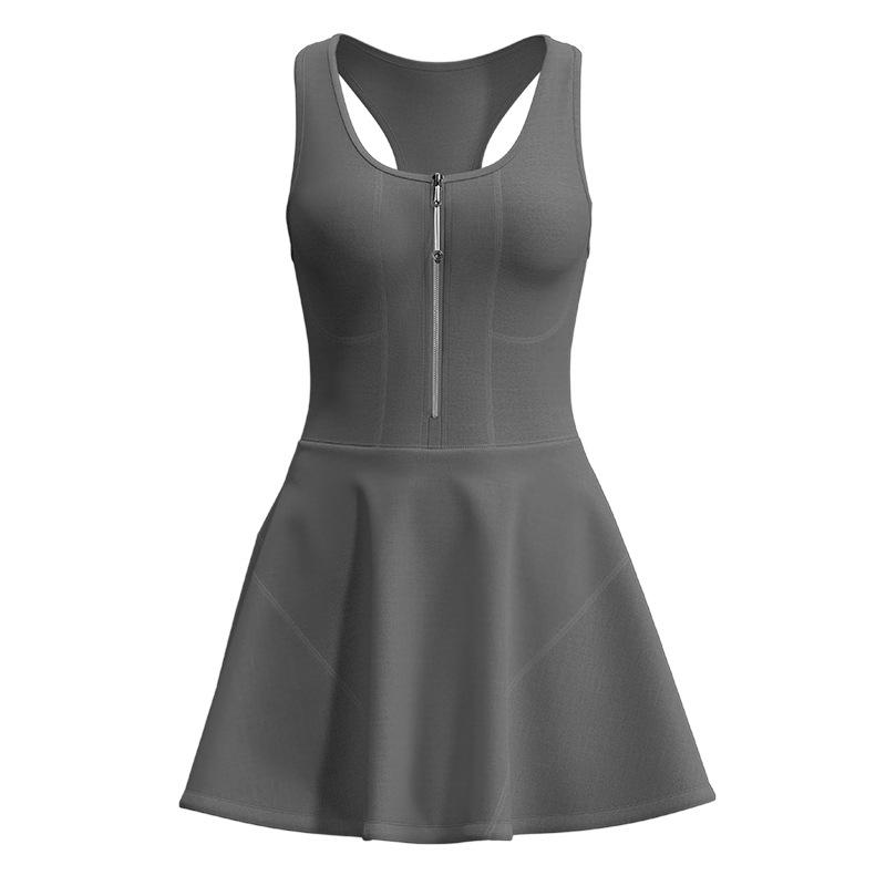 Zipper One-piece Dress for Women Anti-glare Base Outdoor Running and Fitness Sports Dress