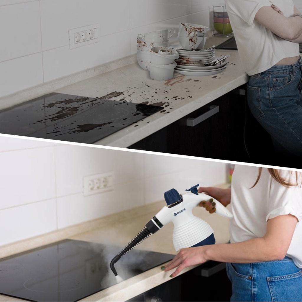 Limpador a vapor elétrico multifuncional, 9 peças, 3,5bar, com acessórios para casa, sofá, mancha, tapetes, cortinas, assentos de carro, 1050W