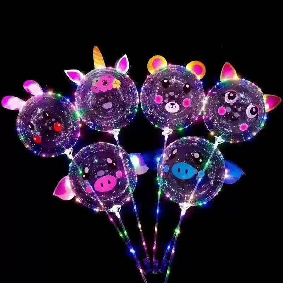 5pcs 20inch LED balloon light with animal stickers for birthday party decoration (excluding battery) glowing balloon decoration