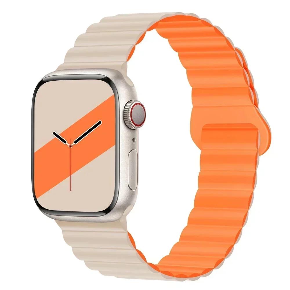 NEW Original Liquid Silicone Magnetic bands for Apple Watch Strap Ultra 2 Series 9 8 SE iwatch 42 44mm 45 49mm 38 40mm 41 Correa