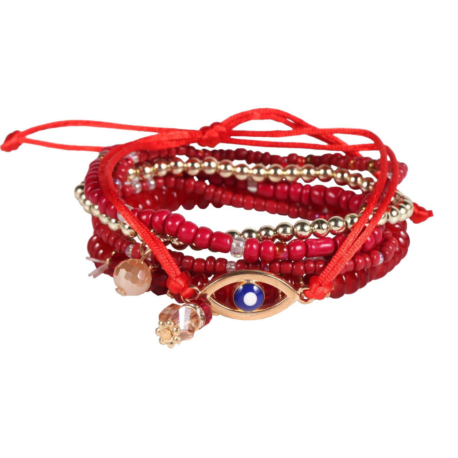 JYL TS Bracelet Bohemian Shell  Rice Bead Design Brings Ocean Vibes Red