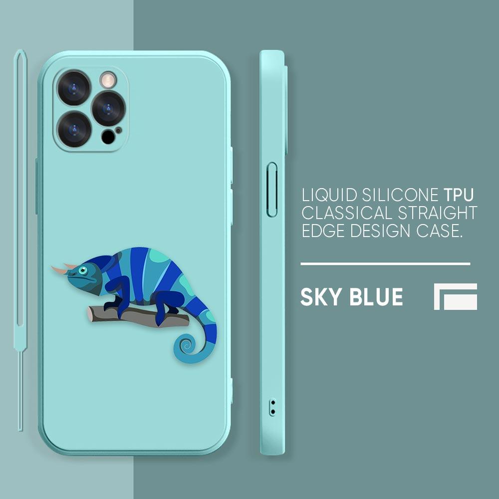 

Забавный чехол для телефона с изображением ящерицы-хамелеона iPhone 11 12 13 14 Pro Max 7 8 Plus XR XS SE с прямым краем, жидкий силикагель, чехол Funda iPhone 7 (8) Plus